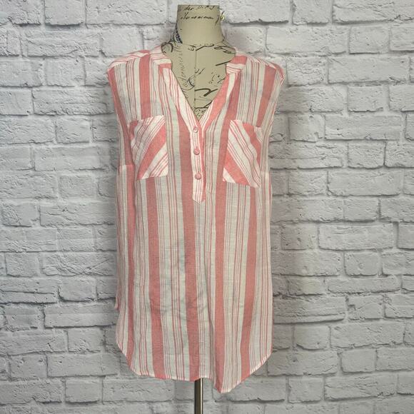 torrid Tops - Torrid Coral Pink Striped Tank Blouse - Plus Size 1